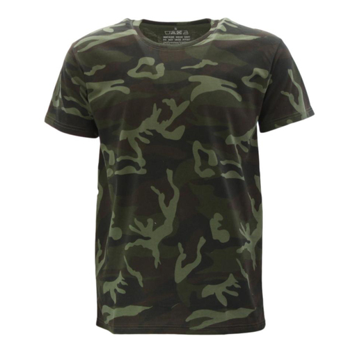 FIL Men's Camo Crew Neck T-shirt Tee Camouflage Print Army Military Top [Size: S] [Colour: Green Camo A]