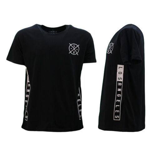 FIL Men's Casual Crew Neck T-Shirt Tee Short Sleeve - Los Angeles [Size: S] [Colour: Black]