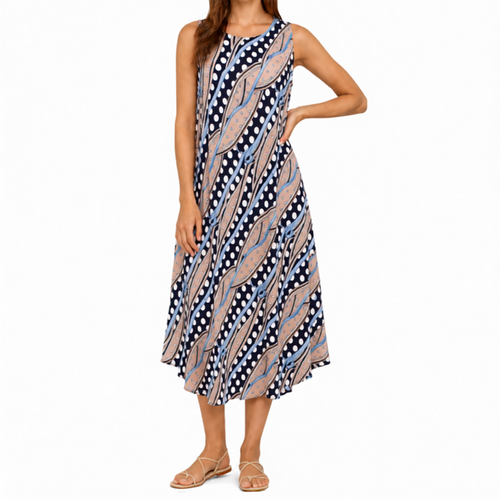 FIL Women's Sleeveless Maxi Summer Dress Boho Floral Beach Party Long Sundress [Size: 8] [Design:A]
