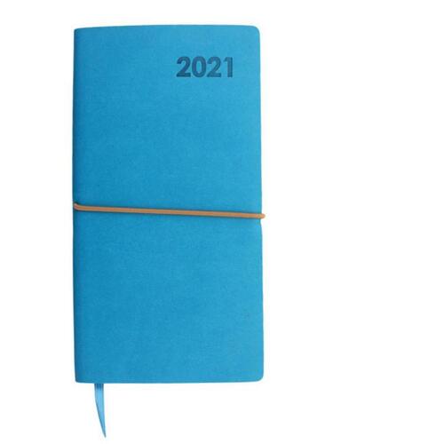 2021 Slim Diary Planner Week View Faux Leather - Blue