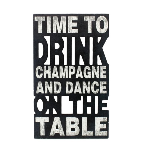 Vintage Wooden MDF Plaque Words Party Bar Wall Decor 30x50cm - Drink Champagne