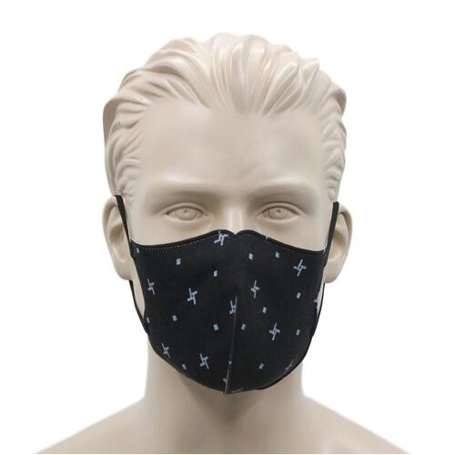 Adult Unisex Reusable Cloth Cotton Face Mask 3 Layers 3D Shaped Fabric Washable [Design: A - Black]