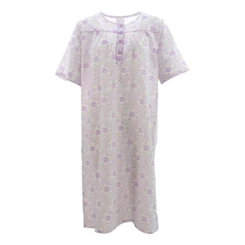 NEW Women's Ladies Thin Cotton Nightie Night Gown Pajamas Pyjamas PJs Sleepwear [Size: 12] [Colour: Purple]