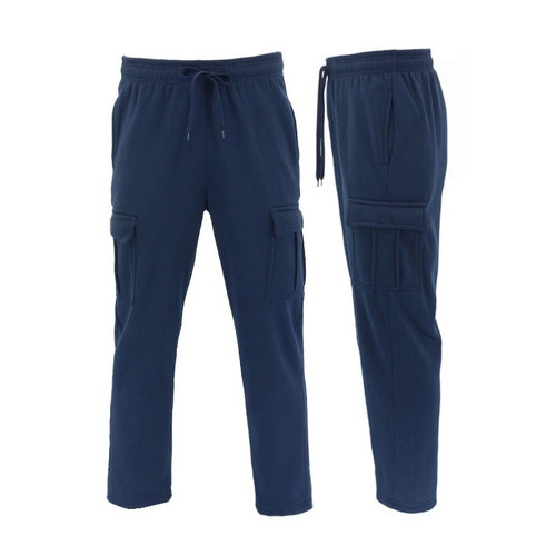 FIL Men's Cargo Fleece Track Pants Casual Jogging Sports Track Suit Sweat Pants [Size: S] [Colour: Navy]