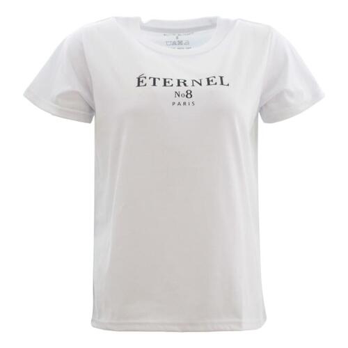 FIL Women's Casual Summer T-Shirt Tee Short Sleeve Crew-Neck - ETERNEL [Size: 10] [Colour: White]