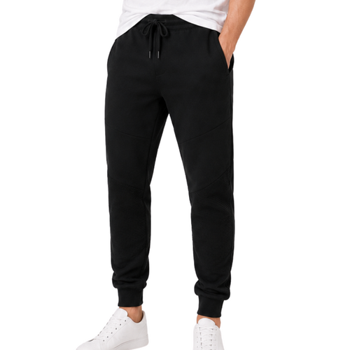 Men’s Unisex Fleece Lined Jogger Track Pants Casual Gym Zipped Pockets Slim Cuff Trousers [Size: 2XL] [Colour: Black]