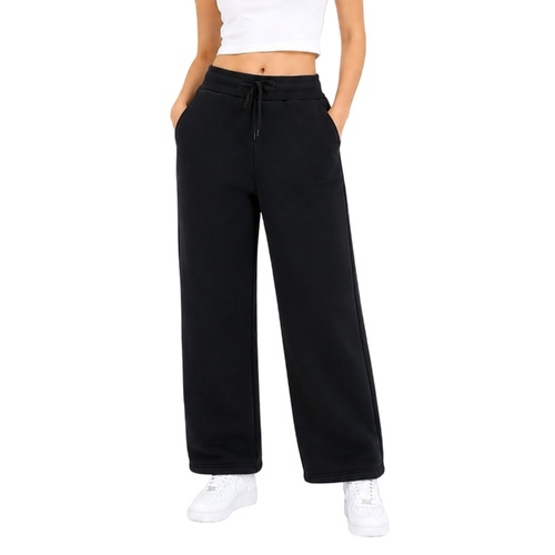 FIL Womens Sherpa Fleece Lined Track Pants Warm Winter Joggers Straight Leg [Colour: Black] [Size: 8 ]