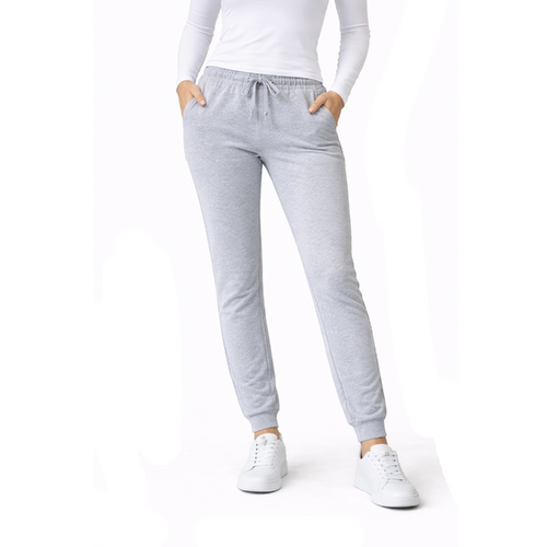 Women's Track Pants Soft Fleece Slim Cuff w Zipped Pockets Ladies Trackies Basic [Size: 18] [Colour: Light Grey]