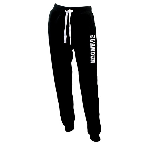 NEW Women's Ladies Soft Fleece Track Pants Trackies - L’AMOUR [Colour: Black] [Size: 10] 