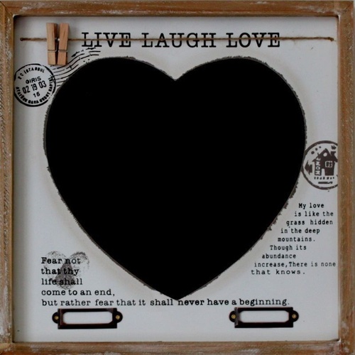 Home Wedding Café Wall Décor Blackboard Love Heart w Pegs - Live Love Laugh [Design: Live Love Laugh] 