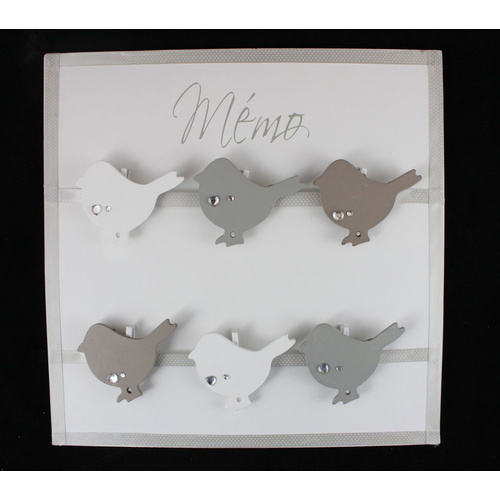 French Provincial Home Office Wall Decor Memo Board Birds Wooden Clothes Pin  [Design: Birds] 