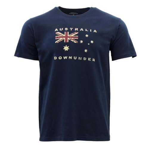 Adult T Shirt Australian Australia Day Souvenir 100% Cotton-Australia Down Under [Size: S] [Colour: Navy]