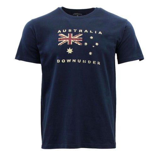 Adult T Shirt Australian Australia Day Souvenir 100% Cotton-Australia Down Under [Size: XS] [Colour: Navy]