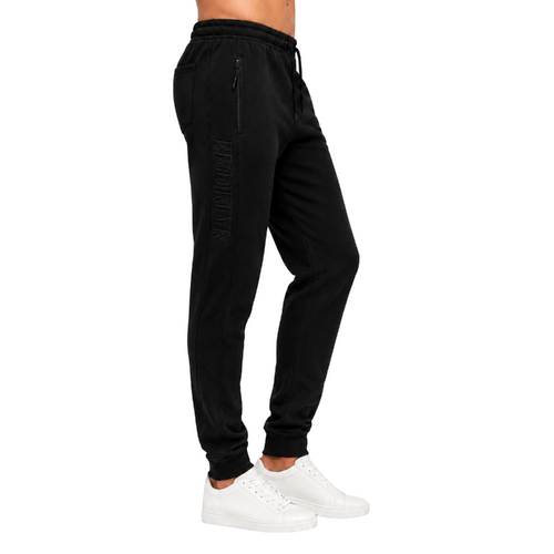 FIL Men's Fleece Track Pants Joggers Sweatpants with Zipper Pockets [Size: S] [Colour: Black]