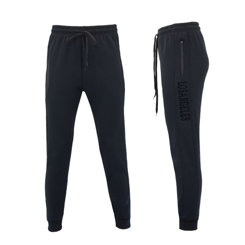 FIL Men's Fleece Sweatpants Zip Pocket Track Pants Warm Joggers - LOS ANGELES [Size: S] [Colour: Black]