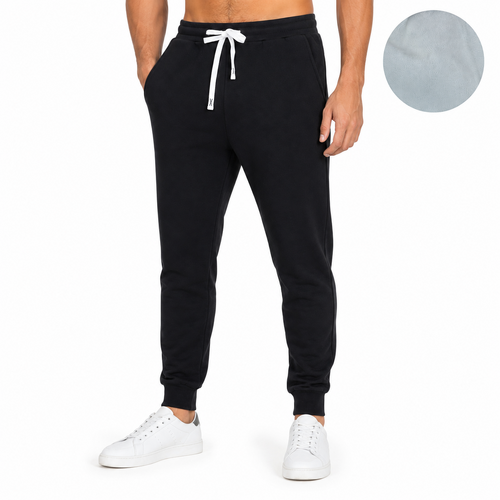 FIL Men's Heavyweight Cotton Track Pants Joggers Sweatpants 440gsm Fleece Lined [Size: S] [Colour: Black]