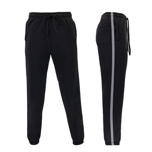 Men's Fleece Track Pants Joggers Elastic Cuff Zip Pockets Casual Sweatpants [Size: 2XL] [Colour: Black]