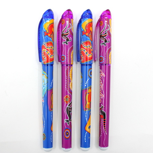 4/6/12 pcs Australia Ball Pens Kangaroo Aboriginal Flag Australian Souvenir Gift [Set of: 4] [Design: Aboriginal Art]