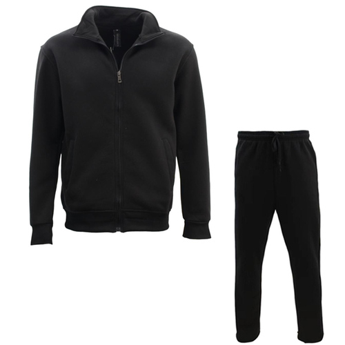 FIL Men's Fleece Zip up Sweater Track Pants Set Tracksuit Sweatsuit [Size: 3XL] [Colour: Black]