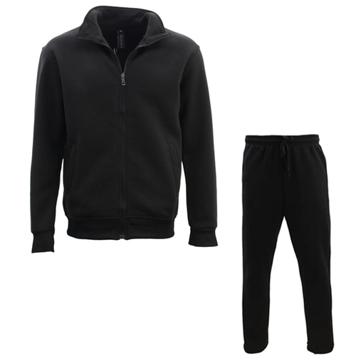 FIL Men's Fleece Zip up Sweater Track Pants Set Tracksuit Sweatsuit [Size: S] [Colour: Black]