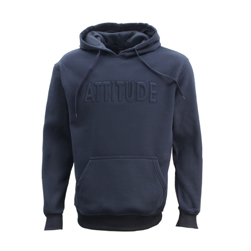 FIL Men's Fleece Hoodie Pullover Hooded Jumper Sweater Embossed - ATTITUDE [Size: S] [Colour: Navy]
