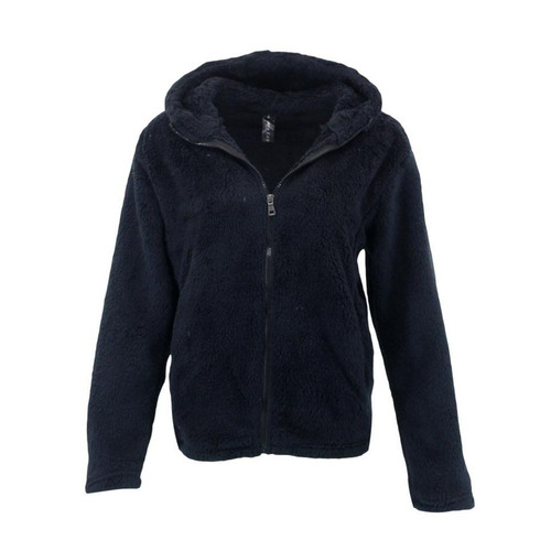 FIL Women's Teddy Fur Zip Up Hoodie Jacket Fleece Soft Winter Sherpa Fluffy Coat [Size: 8] [Colour: Black]
