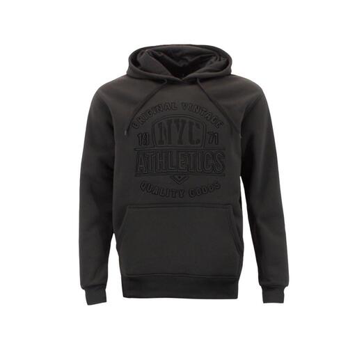 FIL Mens Embossed Fleece Hoodie Pullover Hooded Jumper Sweater - NYC [Size: S] [Colour: Black]