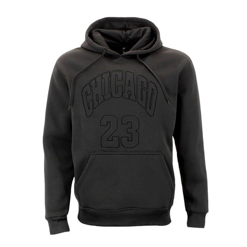 FIL Men's Embossed Fleece Hoodie Pullover Hooded Jumper Sweater - Chicago 23 [Size: S] [Colour: Black]