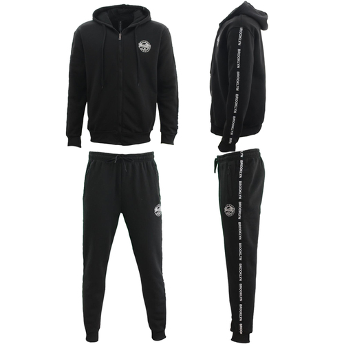 FIL Men's Fleece Zip up Hoodie Track Pants Set Tracksuit Sweatsuit - Brooklyn [Size: S] [Colour: Black]