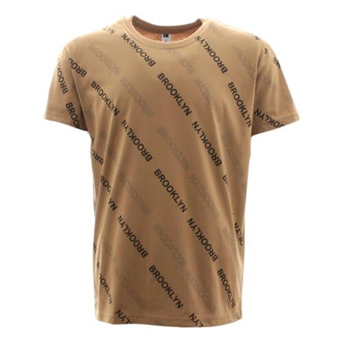 Men's Unisex Casual Cotton Crew Neck T-Shirt Tee Short Sleeve - BROOKLYN [Size: S] [Colour: Mocha]