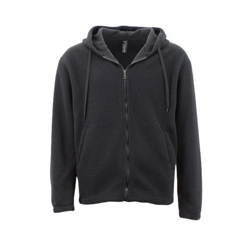 FIL Men's Teddy Fleece Zip up Hoodie Sweater Jumper Jacket [Size: S] [Colour: Black]