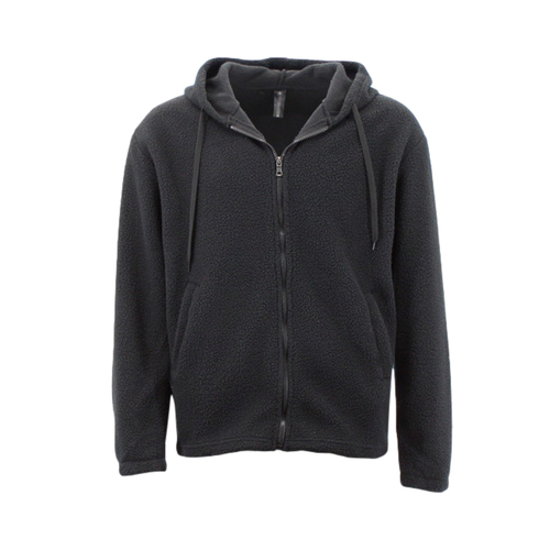 FIL Men's Teddy Fleece Zip up Hoodie Sweater Jumper Jacket [Size: XL] [Colour: Black]