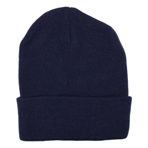 Mens Womens Unisex Beanie Winter Thermal Ski Warm Knitted Sherpa Plain Patterned [Design: A - Navy]