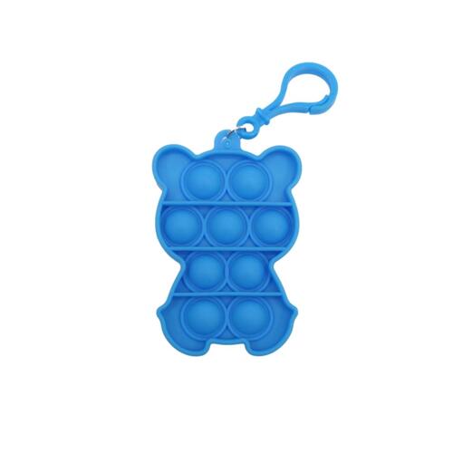 Mini Pop Its Keychain Push It Bubble Simple Dimple Fidget Toy Stress Relief [Design: Bear - Blue]