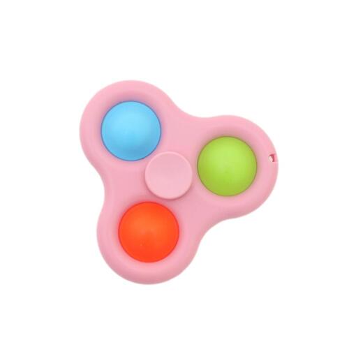 Pop Fidget Toy Simple Dimple Bubble Key Chain Sensory Toy Stress Relief [Design: 3 Bubble Spinner - Pink]