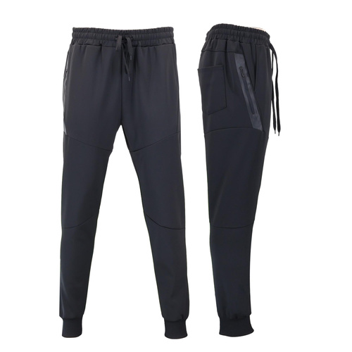 FIL Mens Lightweight Casual Joggers Track Pants Panelled Style Zipped Pockets [Size: S] [Colour: Black]