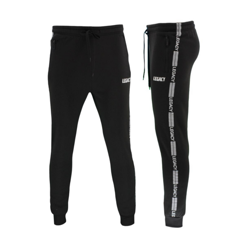 FIL Men's Striped Fleece Track Pants Casual Tracksuit Zipped Pockets  - LEGACY [Size: S] [Colour: Black]