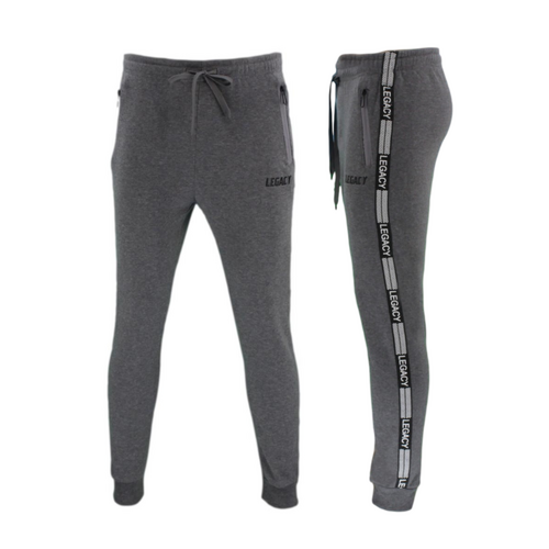 FIL Men's Striped Fleece Track Pants Casual Tracksuit Zipped Pockets  - LEGACY [Size: S] [Colour: Dark Grey]