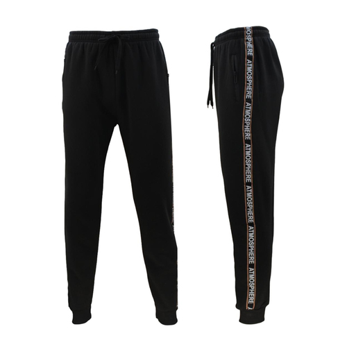 FIL Men's Fleece Track Pants Joggers Sweatpants Tracksuit Trackies ATMOSPHERE [Size: S] [Colour: Black]