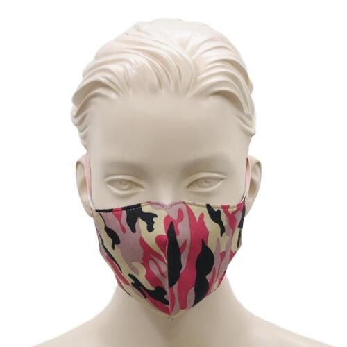 [Camo Pink] Adult Reusable Cloth Face Mask Cotton 3 Layers 3D Shaped Fabric Washable