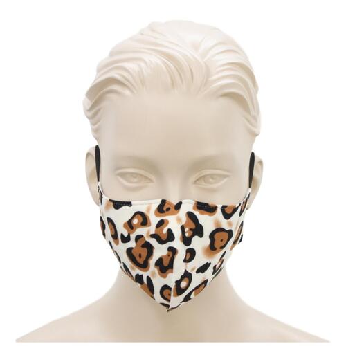 [Leopard - Cream] Adult Reusable Cloth Face Mask Cotton 3 Layers 3D Shaped Fabric Washable