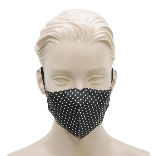 [Polka Dot Black] Adult Reusable Cloth Face Mask Cotton 3 Layers 3D Shaped Fabric Washable