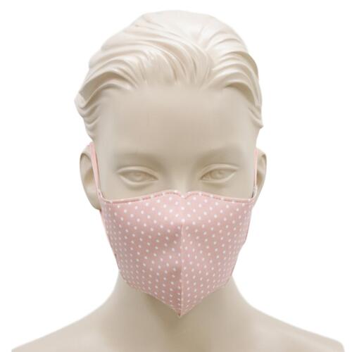 [Polka Dot Light Pink] Adult Reusable Cloth Face Mask Cotton 3 Layers 3D Shaped Fabric Washable