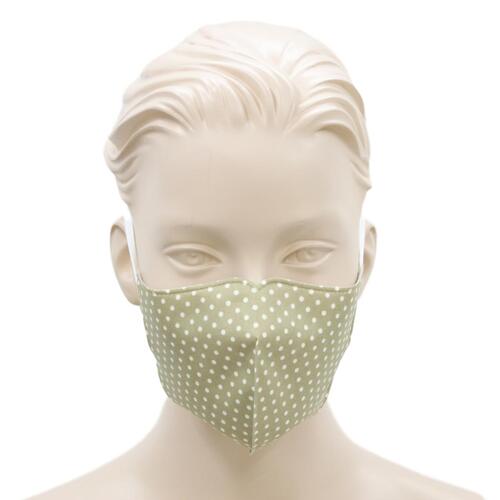 [Polka Dot Sage] Adult Reusable Cloth Face Mask Cotton 3 Layers 3D Shaped Fabric Washable