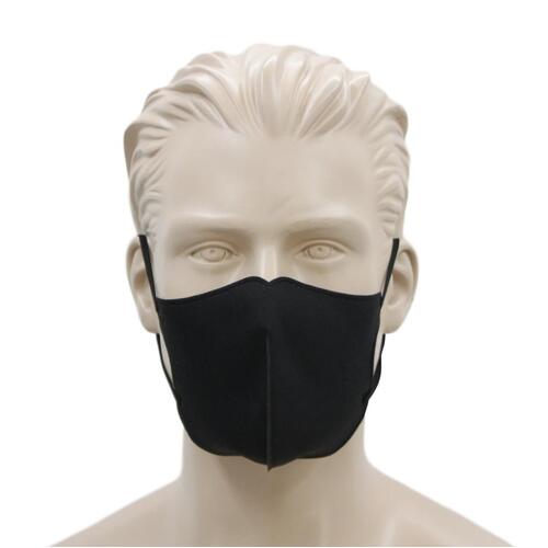 [Black] Adult Reusable Cloth Face Mask Cotton 3 Layers 3D Shaped Fabric Washable