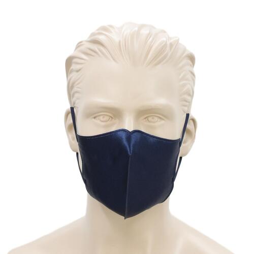 [Silky - Navy] Adult Reusable Cloth Face Mask Cotton 3 Layers 3D Shaped Fabric Washable