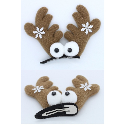 Girls Kids Baby Christmas Hair Clips Hair Pin Hairclip Santa Reindeer Star [Design: Reindeer Antlers]