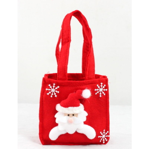10x Christmas Gift Bags Plush Felt Fabric Treat Candy Party Favour Santa