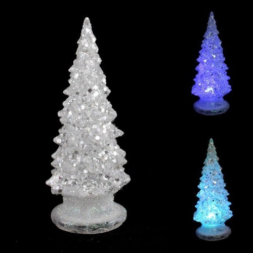 3x 15cm Christmas Tree w Flashing Lights Glitter Stand Home Party Decoration