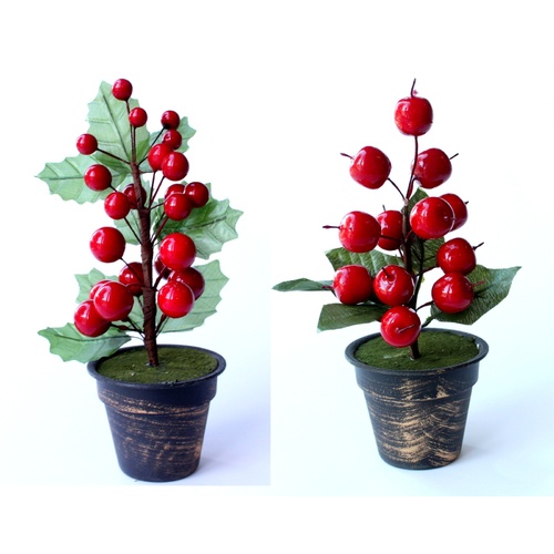4x Small Christmas Berry Shrub in Pot Xmas Festive Table Decor Decoration 22CM